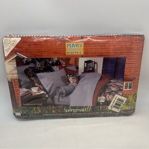 Vintage Springmaid Twin Flat Sheet Navy Gingham Mary Emmerling Home Cotton NIP